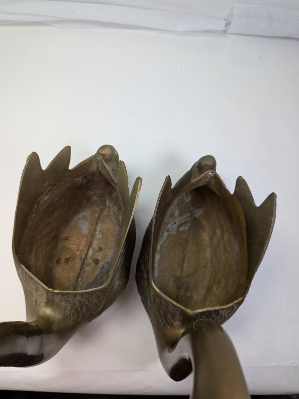 Vintage Brass Swan Vase Planter - Set of 2 - Picture 5 of 15